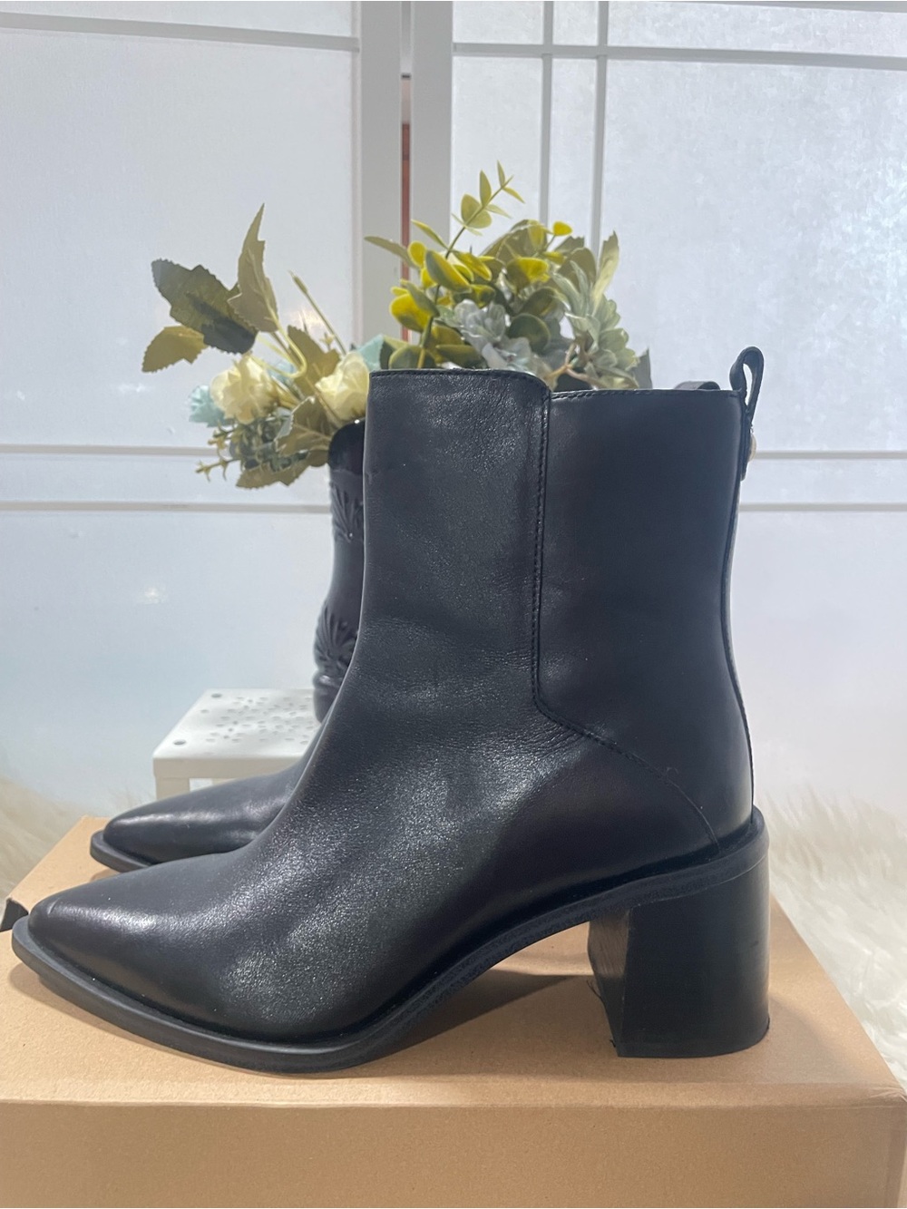 Vince Camuto Boots, Lorelei Bootie, Black Leather, Women's Size 8.5, NEW!